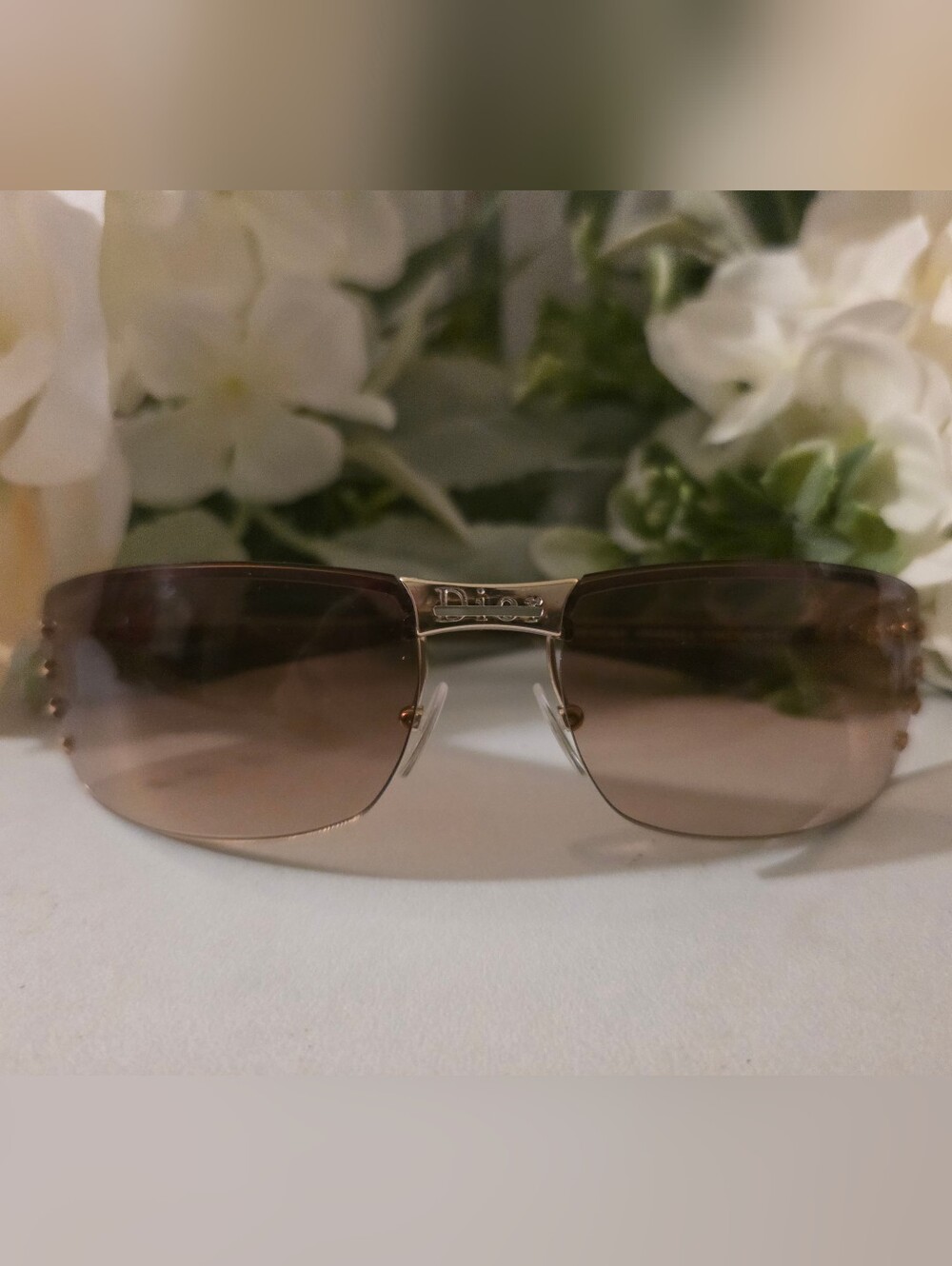 Dior Gold-Tone Slim Temple Sunglasses